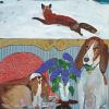 Foxhound,fox.hound,Judy Henn,Lambertville,NJ,artist,Winslow Homer,The Fox Hunt,Let Sleeping Dogs Lie,Dog Art today,Robins Egg Gallery,custom,commission,gifts,mugs,t-shirts,totes